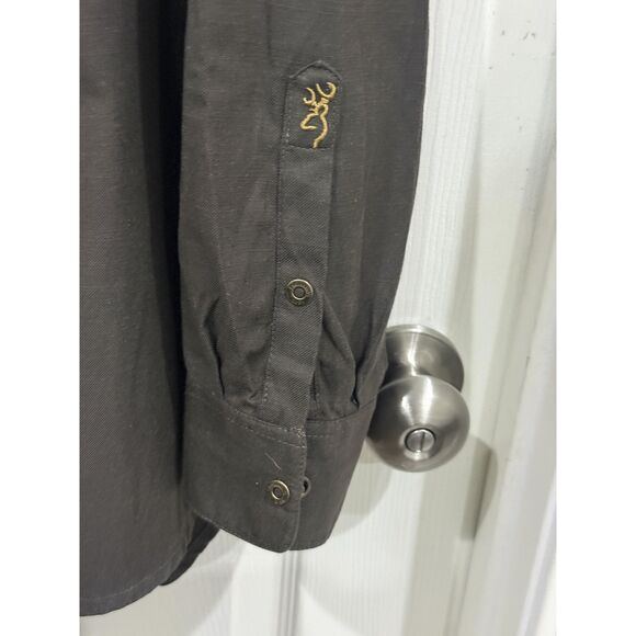Browning Shirt Mens XL Dark Gray Long Sleeve Buckmark Heritage Hunting Outdoor - Picture 6 of 10